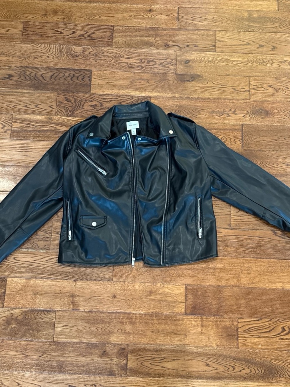 Nine West Black Faux Leather Moto Jacket